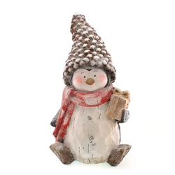 Pingvin karácsonyi dekoráció, LED, 45cm, kerámia