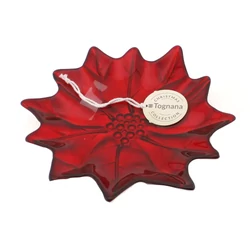 Üveg dísztál, bordó, 21cm Üveg dísztál, bordó, 21cm