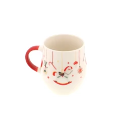 Karácsonyi porcelán bögre díszdobozban, hintaló, 430ml