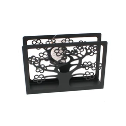 Szalvétatartó, Fa virágokkal, 15x4x10cm