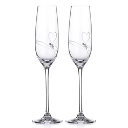 Szív mintás kristály pezsgőspohár szett díszdobozban, 2db, 190ml