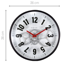 Fali fém óra, Modern Gear Clock With Moving Gears, mozgó fogaskerék, 36cm