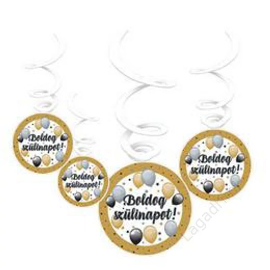 Party függő dekoráció, elegáns, 6 db, magasság 50cm, átmérő 18cm