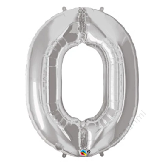 34 inch-es, 86cm Number 0 Silver - Ezüst Számos Fólia Lufi