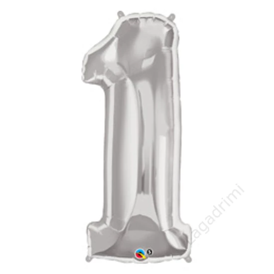 34 inch-es, 86cm Number 1 Silver - Ezüst Számos Fólia Lufi