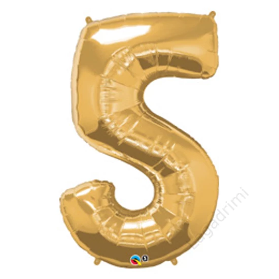 34 inch-es, 86cm Number 5 Gold - Arany Számos Fólia Lufi