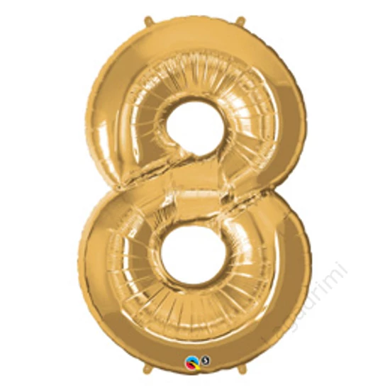 34 inch-es, 86cm Number 8 Gold - Arany Számos Fólia Lufi