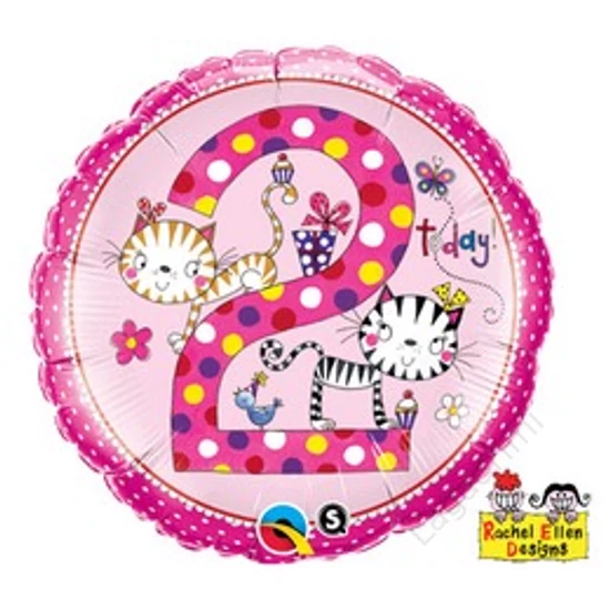 18 inch-es, 46cm 2-es Számos Cicás Pöttyös Kittens Polka Dots Szülinapi Héliumos Fólia Lufi