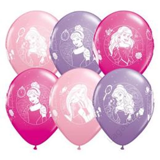 11 inch-es, 28cm  Hercegnő - Disney Princess Cameos Special Assortment Lufi, 6 db/csomag