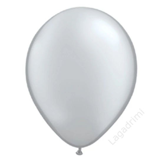 11 inch-es, 28cm Metallic Silver Kerek Lufi, 6 db/csomag