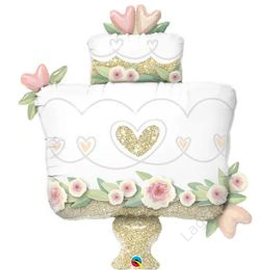 41 inch-es, 104cm Glitter Gold Wedding Cake Esküvői Fólia Lufi