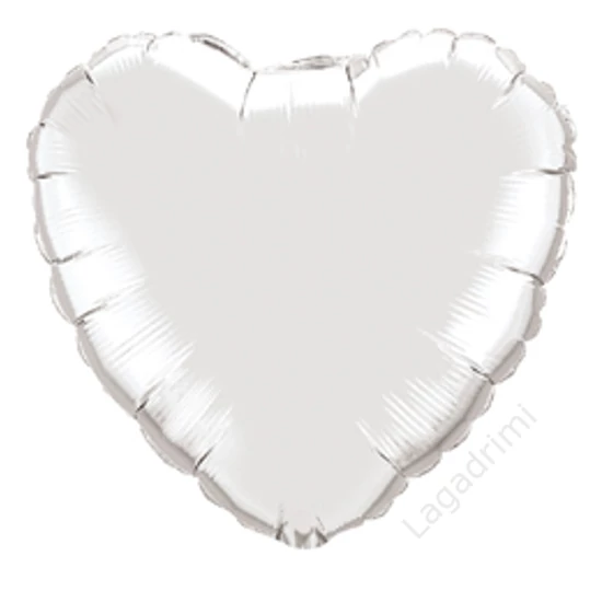18 inch-es, 46cm Ezüst - Silver Szív Fólia Lufi