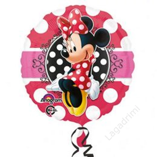 17 inch-es, 43cm Minnie Egér Portrait Pöttyös Fólia Lufi