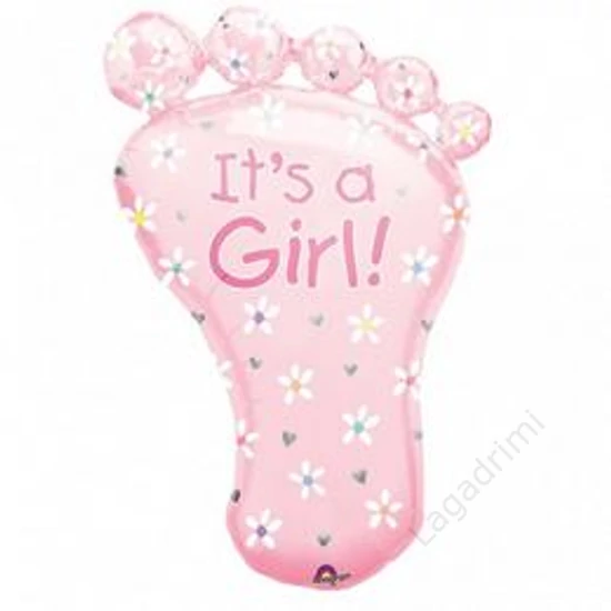 23 x 32 inch-es, 58 x 82cm It's a Girl Foot Super Shape Fólia Lufi Babaszületésre