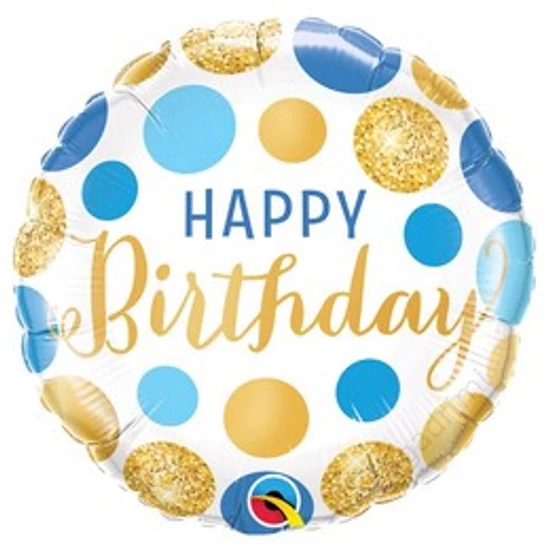 18 inch-es, 46cm Happy Birthday Blue szülinapi fólia lufi