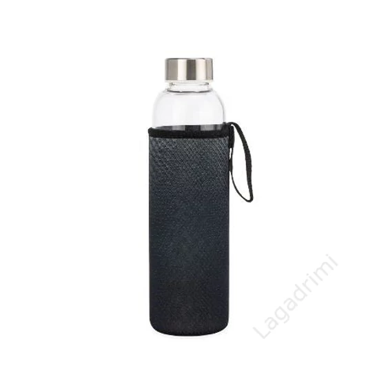 Üveg vizespalack fekete neoprén tokban, 590ml