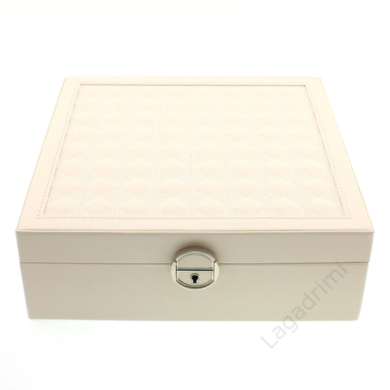 Ékszertartó doboz fehér színben, 25,5x9x25,5cm