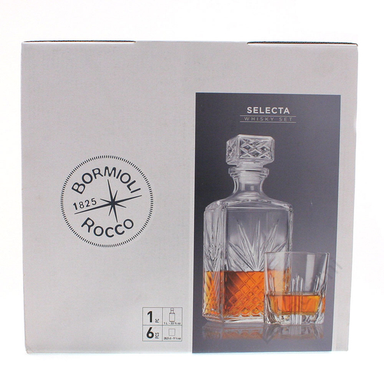 Selecta Whiskys szett, 6db pohár 28.5cl, 1db üveg 1L - Bormioli Rocco