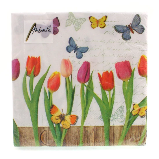 Papírszalvéta 20db, 33x33cm, Spring Collage White