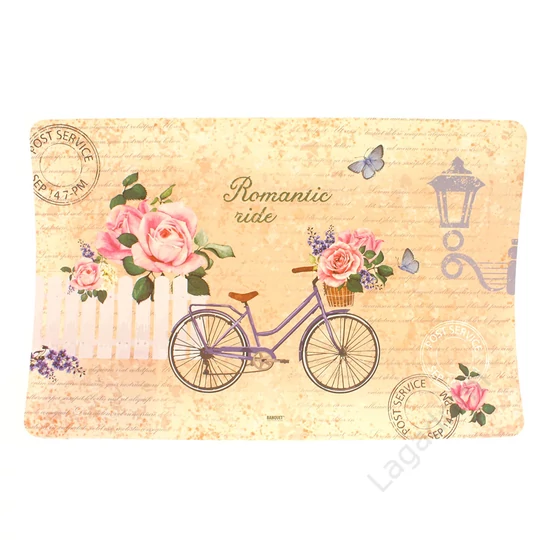 Műanyag tányéralátét, 43x28cm, Virágok, Romantic ride