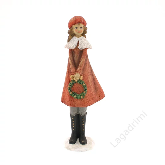 Lány koszorúval, polyresin, 30cm