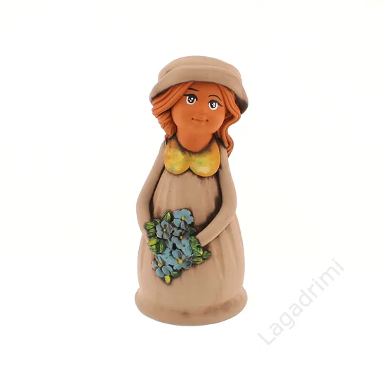 Panka baba, 21cm, natúr ruhában, ibolyával 