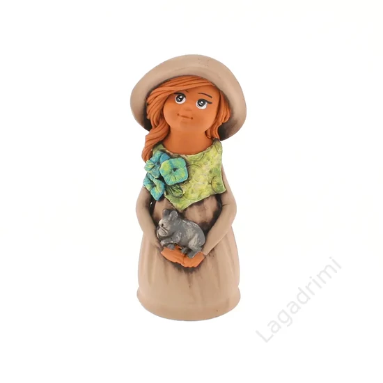 Panka baba, 21cm, natúr ruhában, kutyával