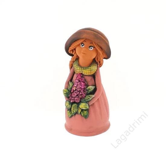 Panka baba, 21cm, rózsaszín ruhában, orgonával