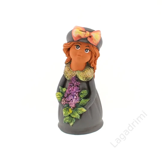 Panka baba, 21cm, szürke ruhában, orgonával