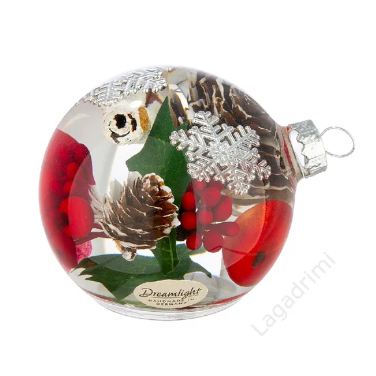 Dream, asztali karácsonyfa gömb dekoráció, piros, 7cm