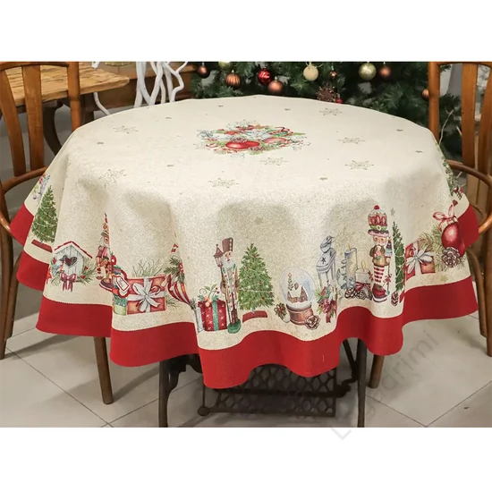 Karácsonyi terítő, diótörős, kör alakú, 165cm