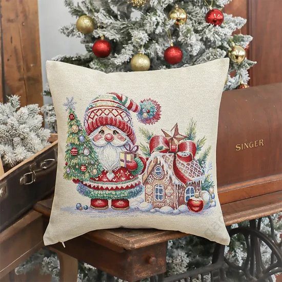 Karácsonyi díszpárna huzat, 45x45cm, Manós