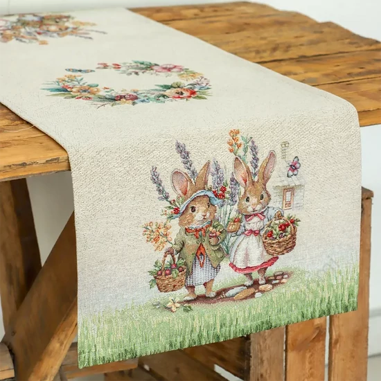 Húsvéti nyuszipár, futó terítő, 44x140cm