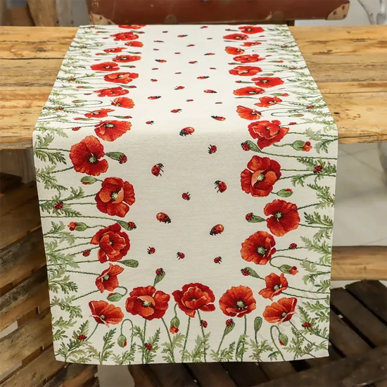 Pipacsos katicás, futó terítő, 44x140cm