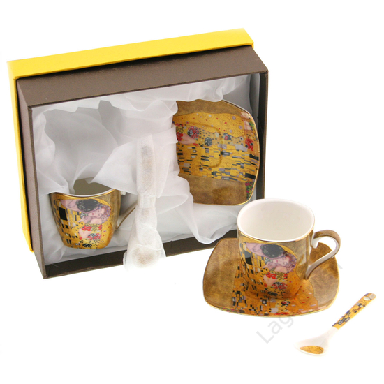 Gustav Klimt espresso csésze alátéttel, 2db, dobozos