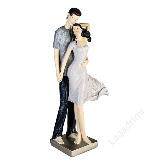 Polyresin szobor, szerelmes pár, multicolor 10x27x7cm