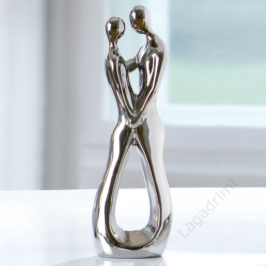 Porcelán ezüst szobor -Szerelmes pillantás-, 30cm - Gilde