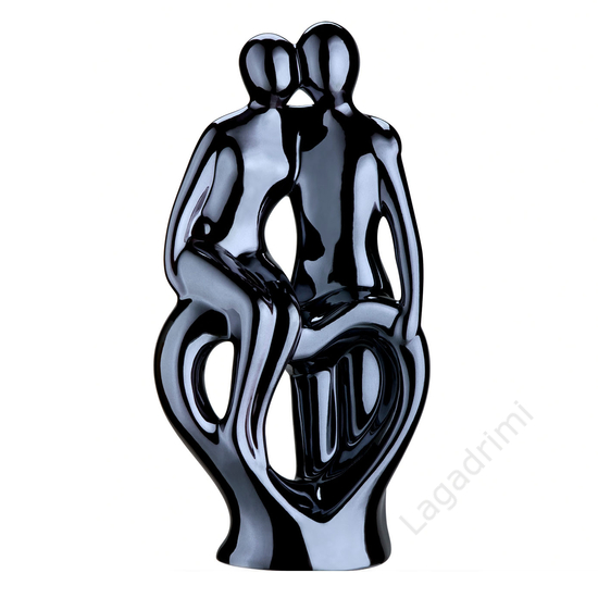 Kerámia szobor - szíven ülő pár, 20x39x7cm - Gilde