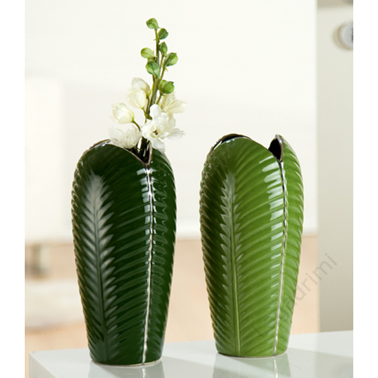 Kerámia sötétzöld váza, 26cm