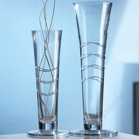 Üveg váza, hullámos dekor, 40cm