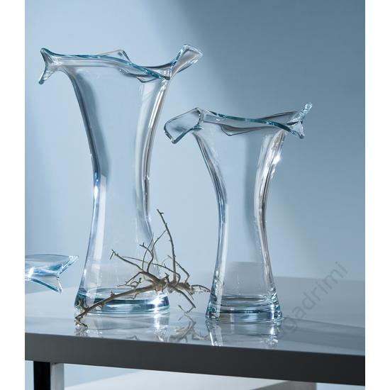 Üveg váza, hullámok, 41cm