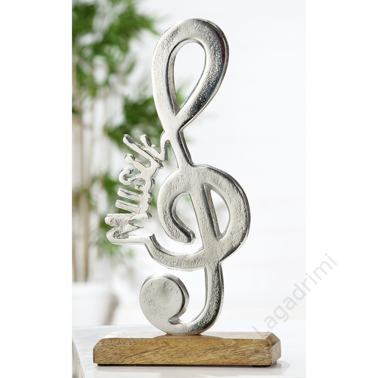 Aluminium szobor, fa talpal -Music-, 15x29x5cm - Gilde