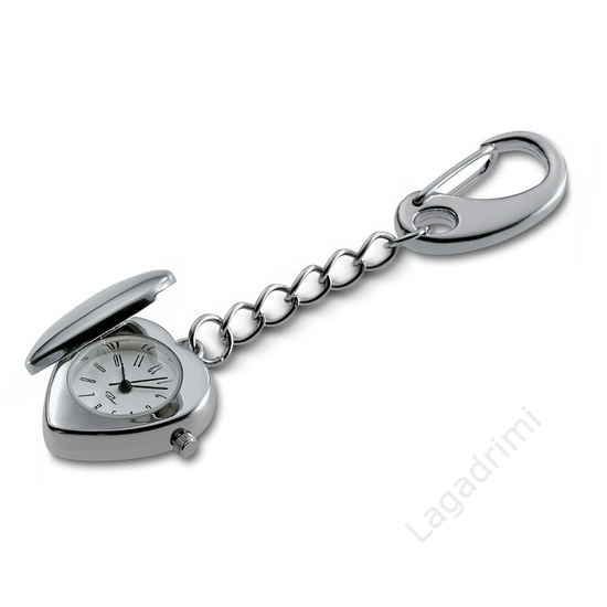 Kulcstartó óra, szív alakú, kinyitható, króm, 2,6cm - Philippi