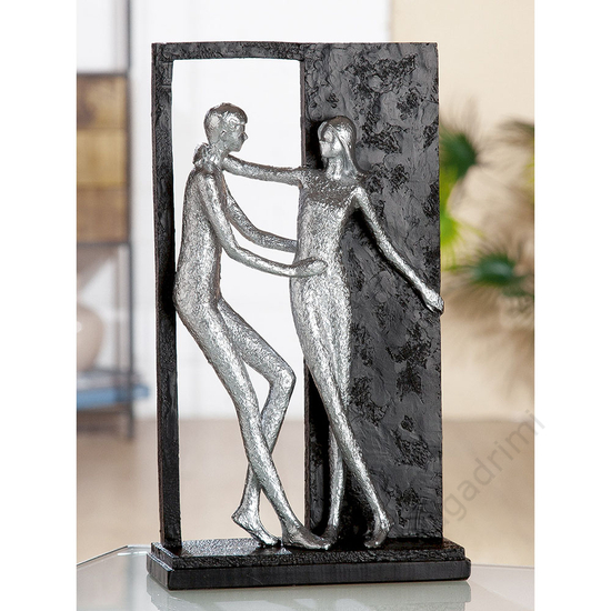 Polyresin szobor, Promises, ezüst és fekete, 15,5x27x6cm