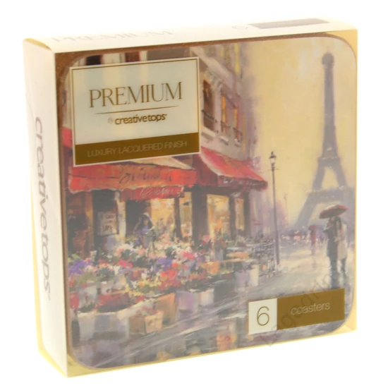 Poháralátét csomag, 6db-os, parafa hátú, 10,5x10,5cm - Paris scene