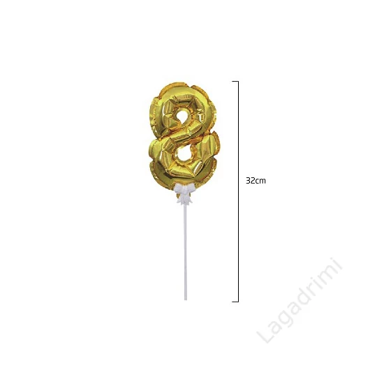 8-as szám fólia lufi 8 inch, arany, önfelfújó