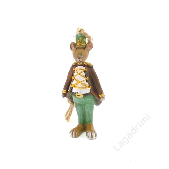 Egér akasztós, zöld nadrágban, 10cm