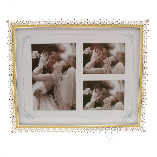Esküvői képkeret 3 képes, 1db 10x15cm, 2db 9x8cm kép