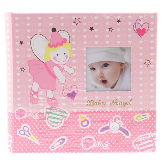 Babás fényképalbum, Baby Angel, 200kép, 10x15cm, rózsaszín