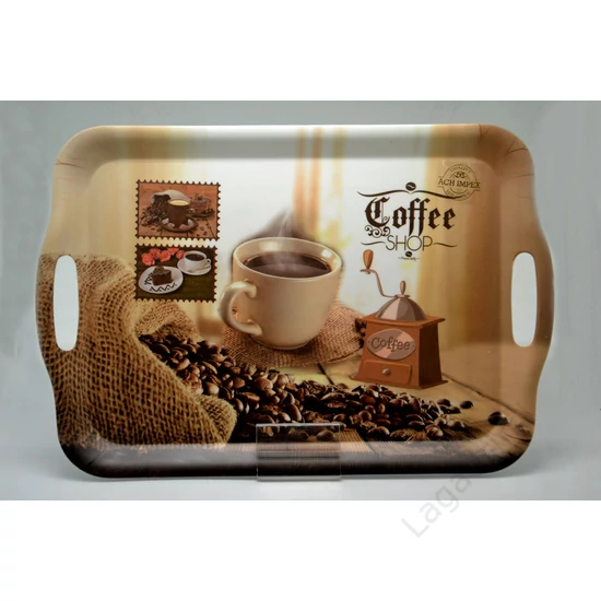Műanyag tálca füles, 35,7x25,5cm - Coffee Shop